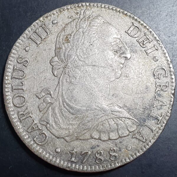 Mexico Spanish Colonial 8 Reales Carol Carolus III 1788 Mo FM Mexico City Mint