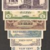 Full Set Lot 7 Pcs Netherlands Indies 1 5 10 Cent 1/2 1 5 10 Gulden P119 25 1942