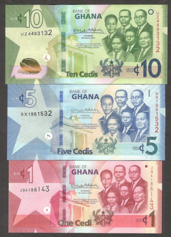 Lot 5 Pcs Set Ghana 1 5 10 20 50 Cedis P-45 To 49 2019 UNC - Image 5