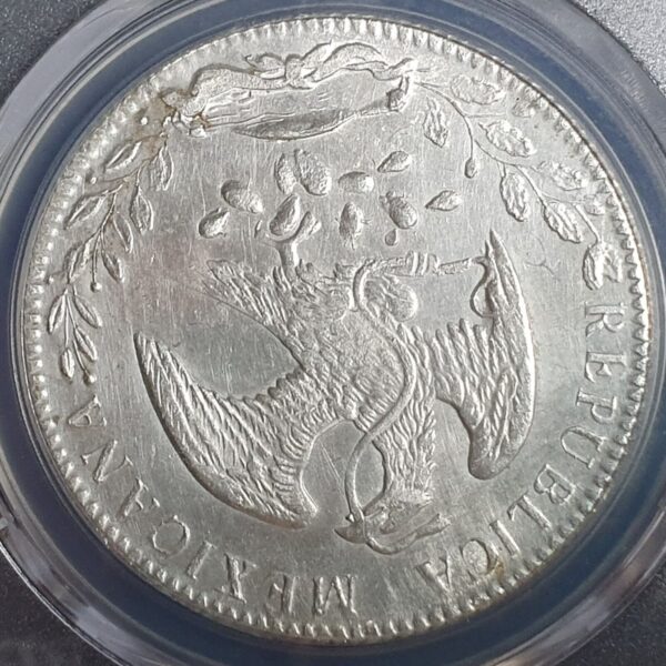 Mexico Second Republic 8 Reales 1884 Cn AM Culiacan Scarce PCGS AU Detail - Image 4