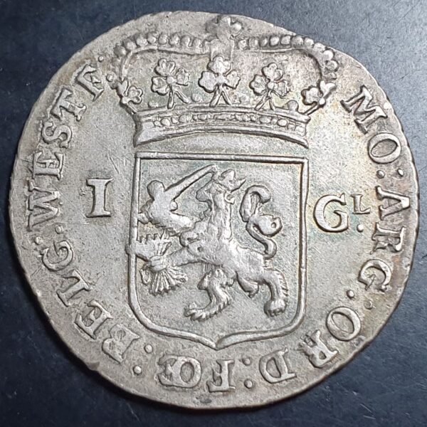 Netherlands West Friesland 1 Gulden 1793 Standing Pallas VF Sharp Detail - Image 2