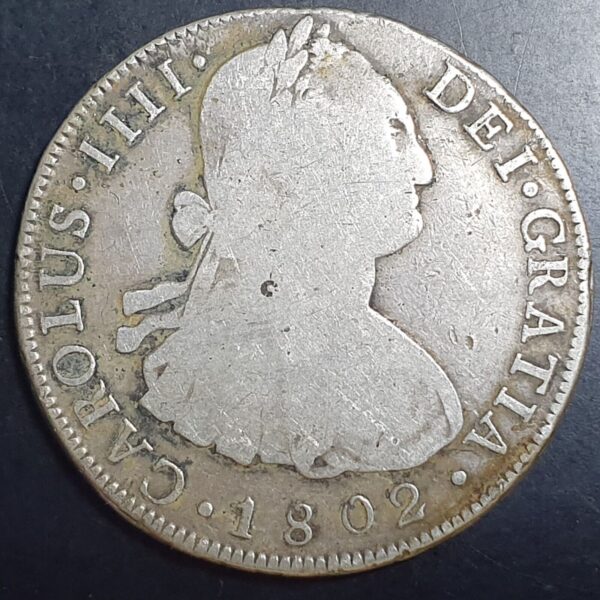 Mexico Bolivia Spanish Colonial 8 Reales Carol Carolus IIII 1802 PTS PP Potosi