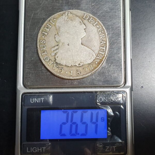 Mexico Bolivia Spanish Colonial 8 Reales Carol Carolus IIII 1802 PTS PP Potosi - Image 4