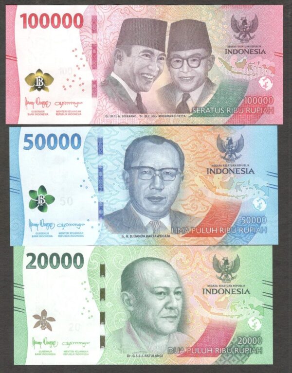 NEW! FullSet Indonesia 100000 50000 20000 10000 5000 2000 1000 Rupiah 2022 UNC - Image 3