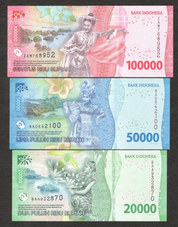 NEW! FullSet Indonesia 100000 50000 20000 10000 5000 2000 1000 Rupiah 2022 UNC - Image 4