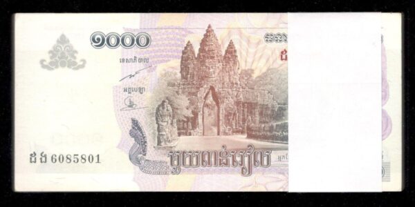 Lot 100 Pcs 1 Bundle Consecutive Cambodia 1000 1,000 Riels P-58 2007 UNC