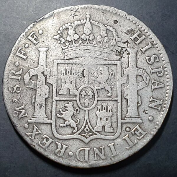 Mexico Spanish Colonial 8 Reales Carolus III 1779 Chinese Chopmark Mo FF - Image 2