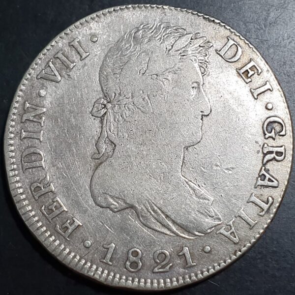 Mexico Spanish Colonial 8 Reales Ferdin Ferdinand VII 1821 NG M Guatemala Mint