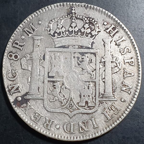 Mexico Spanish Colonial 8 Reales Ferdin Ferdinand VII 1821 NG M Guatemala Mint - Image 2