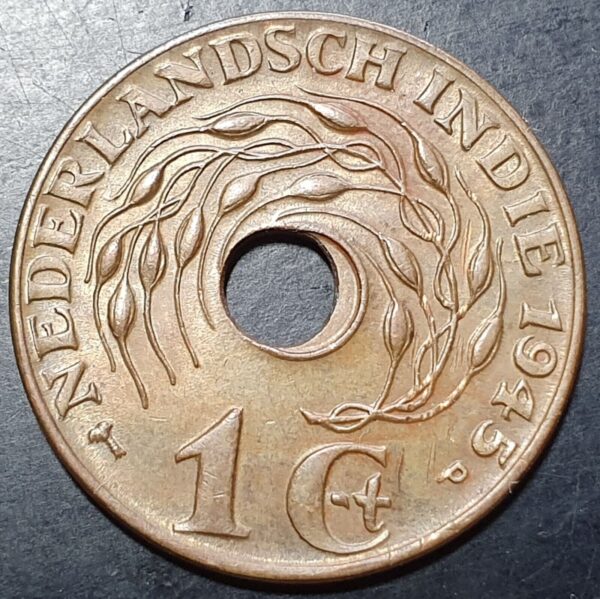 ERROR Off Center Netherlands Indies 1 Cent 1945 P aUNC High Grade