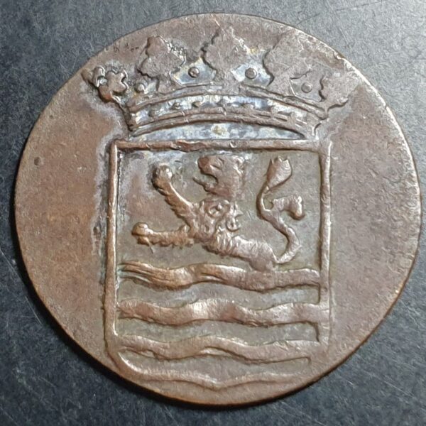 Netherlands East Indies VOC Zeeland Indonesia 1 One Duit 1790 Castle Mintmark