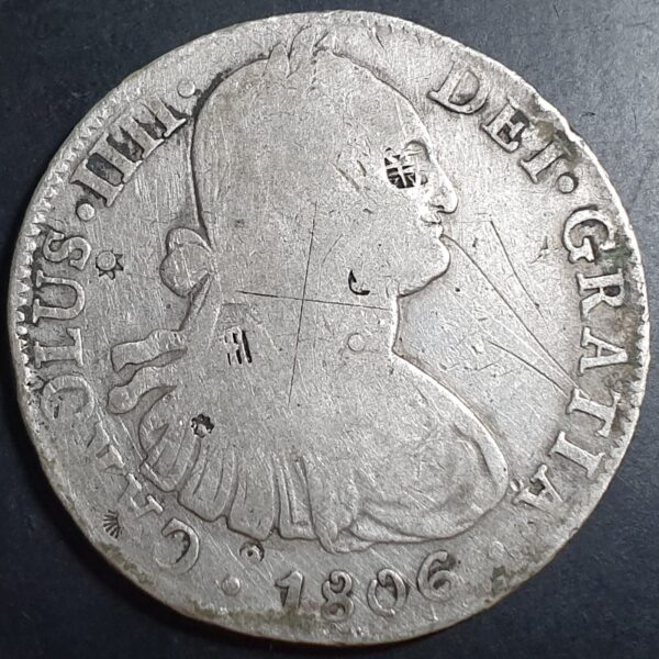 Mexico Spanish Colonial 8 Reales Carol Carolus IIII 1806 Mo TH Mexico City Mint