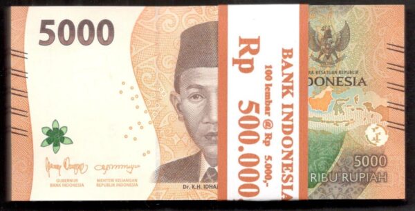 Lot 100 Pcs 1 Bundle Indonesia 5000 5,000 Rupiah 2022 UNC New Design