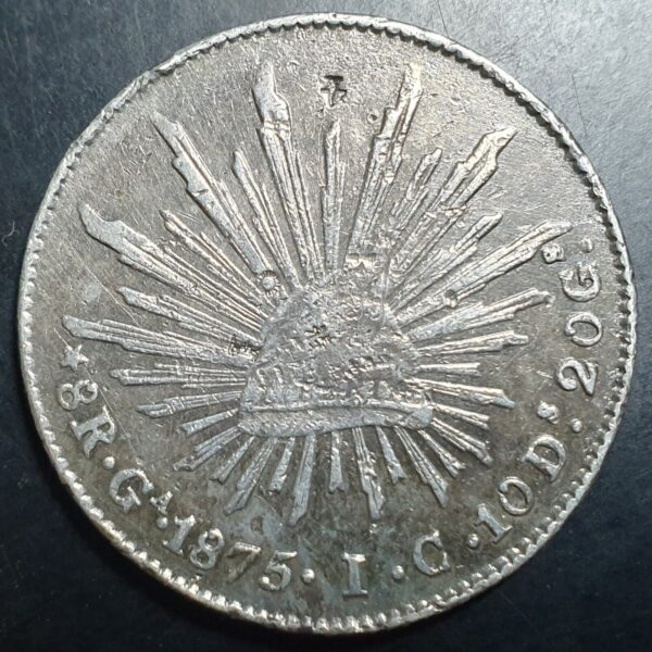 Mexico Second Republic 8 Reales 1875 Ga IC Guadalajara Mint Contemporary Forgery