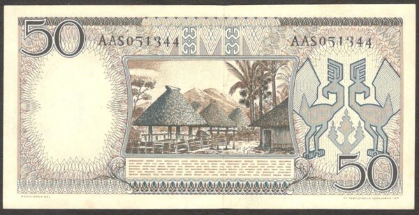 Indonesia 50 Rupiah Worker P-58 1958 UNC - Image 2