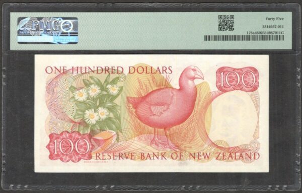 New Zealand 100 Dollars H.R. Hardie P-175a ND (1981-85) PMG 45 Ch EF NO REMARK - Image 2