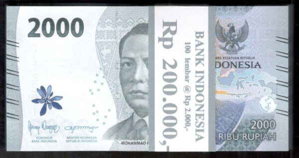 Lot 100 Pcs 1 Bundle Indonesia 2000 2,000 Rupiah 2022 UNC New Design