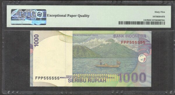 Indonesia 1000 1,000 Rupiah 2005 / 2000 P-141f PMG 65 EPQ Solid 5 - Image 2