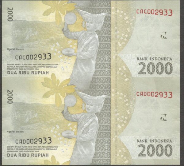 Indonesia 2000 2,000 Rupiah 2016 Uncut Sheet 2 x 1 Including Lux Folder & CoA - Image 4