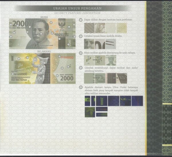 Indonesia 2000 2,000 Rupiah 2016 Uncut Sheet 2 x 1 Including Lux Folder & CoA - Image 5