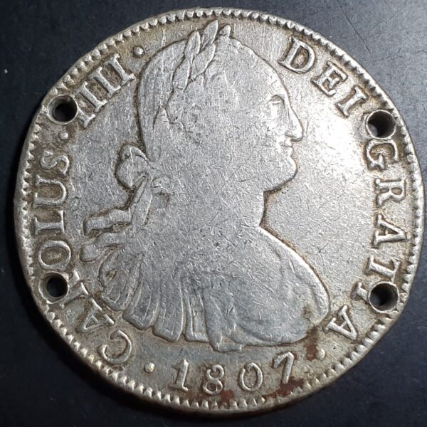 Mexico Spanish Colonial 8 Reales Carol Carolus IIII 1807 Mo TH Mexico City Mint
