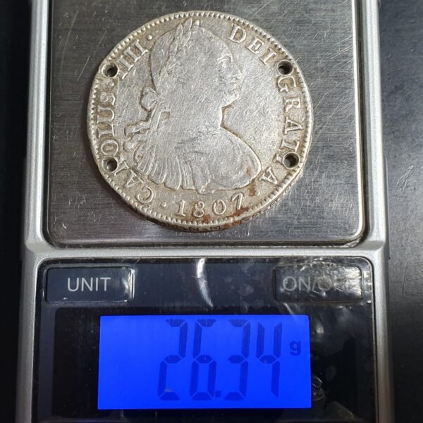 Mexico Spanish Colonial 8 Reales Carol Carolus IIII 1807 Mo TH Mexico City Mint - Image 4