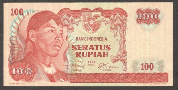 Indonesia 100 Rupiah General Sudirman 1968 UNC