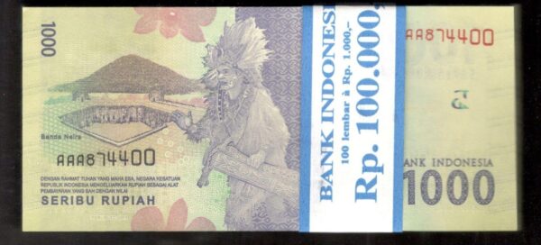 Lot 100 Pcs 1 Bundle Consecutive AAA Indonesia 1000 1,000 Rupiah 2017/2016