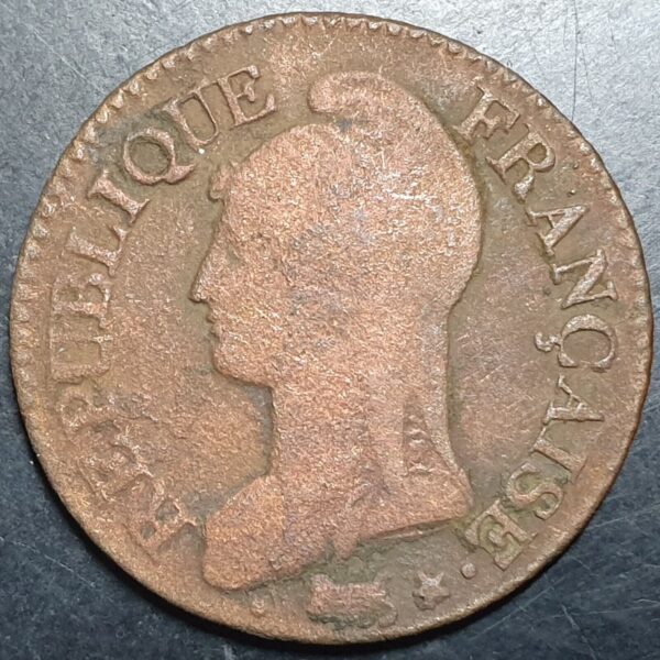 Republique Francaise France 5 Cinq Centimes First Republic 7 (1798) W