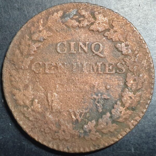 Republique Francaise France 5 Cinq Centimes First Republic 7 (1798) W - Image 2