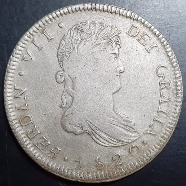 Mexico Spanish Colonial 8 Reales Ferdinand War of Independence VII 1820 Zs Ag