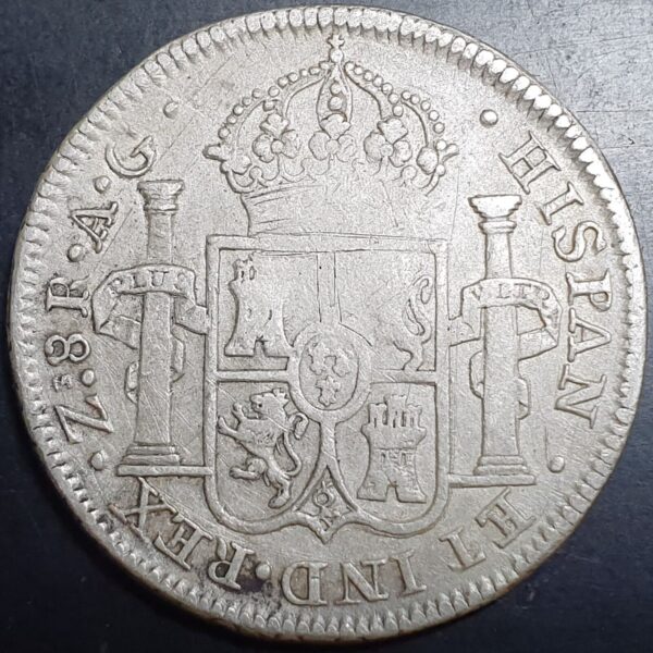 Mexico Spanish Colonial 8 Reales Ferdinand War of Independence VII 1820 Zs Ag - Image 2
