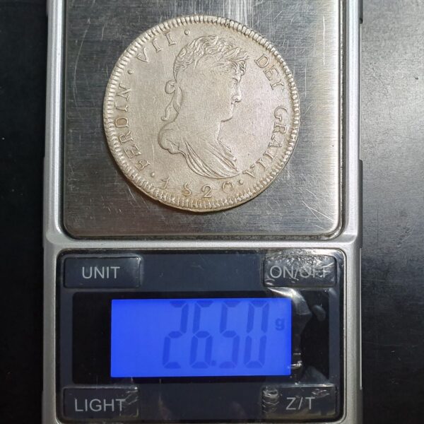 Mexico Spanish Colonial 8 Reales Ferdinand War of Independence VII 1820 Zs Ag - Image 5