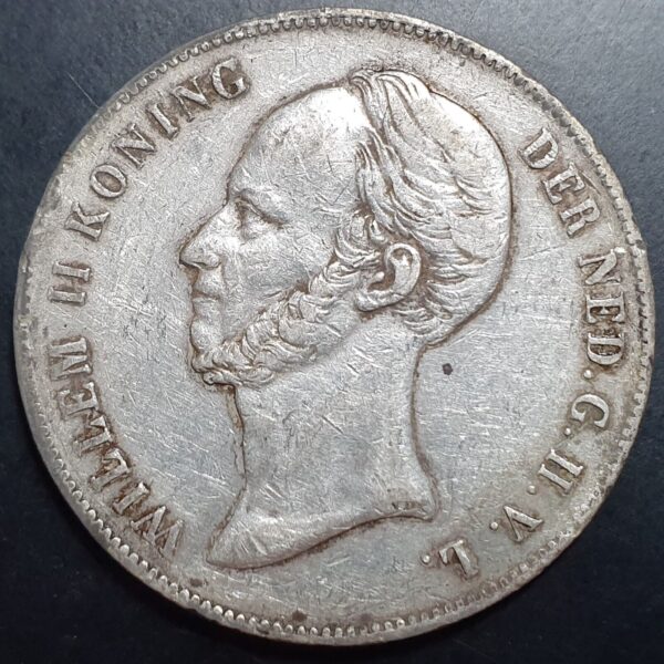 Netherlands 2 1/2 2.5 Gulden Willem William II 1848 VF Sharp Detail