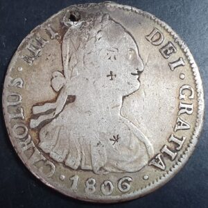 Bolivia Spanish Colonial 8 Reales Carol Carolus IIII 1806 PTS PJ Potosi Mint
