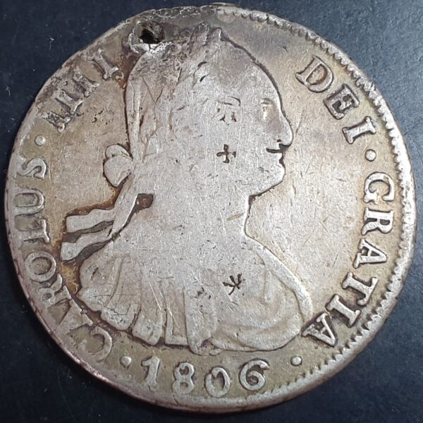 Bolivia Spanish Colonial 8 Reales Carol Carolus IIII 1806 PTS PJ Potosi Mint