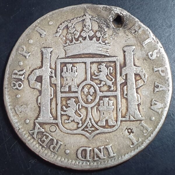 Bolivia Spanish Colonial 8 Reales Carol Carolus IIII 1806 PTS PJ Potosi Mint - Image 2