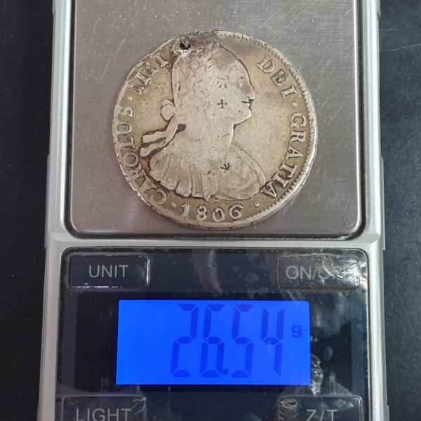 Bolivia Spanish Colonial 8 Reales Carol Carolus IIII 1806 PTS PJ Potosi Mint - Image 4