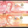 Set 2 Pcs Philippines 20 50 Peso Piso P-230 231 2023 UNC