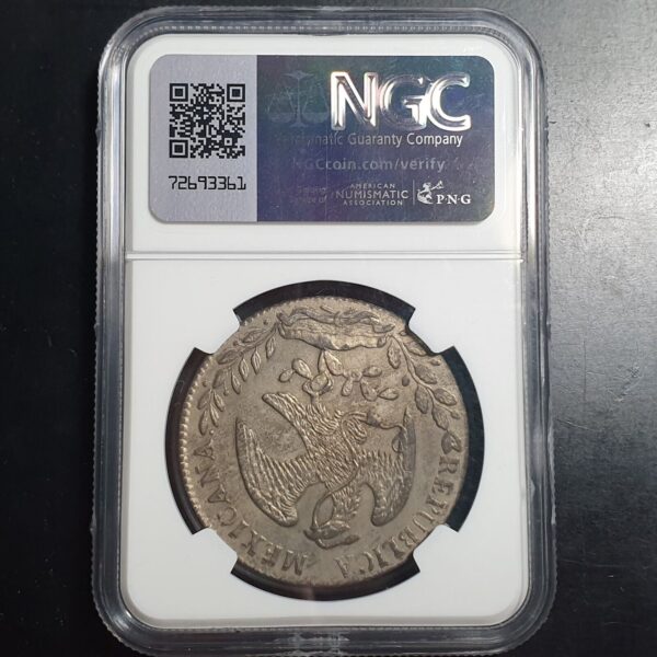 Mexico Second Republic 8 Reales 1881 Ca MG Chihuahua NGC UNC Details - Image 3