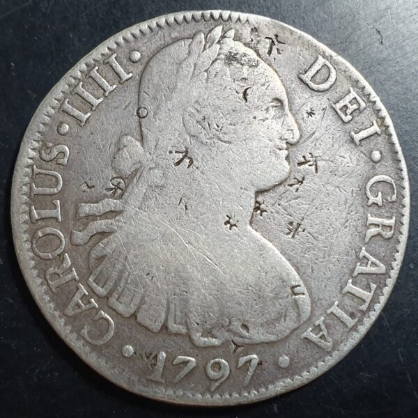 Mexico Spanish Colonial 8 Reales Carol Carolus IIII 1797 Mo FM Mexico City Mint