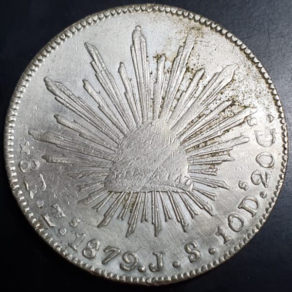 Mexico Second Republic 8 Reales 1879 Zs JS Zacatecas Weak Strike