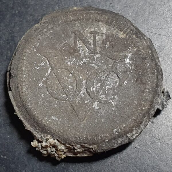 Netherlands Indies VOC Noodmunt 1 Duit Tin 1796 Scholten 486 RRRR - Image 2