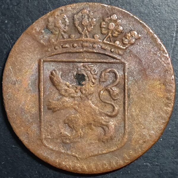 Netherlands East Indies VOC Holland Indonesia 1 One Duit 1751 Rosette Mintmark - Image 2
