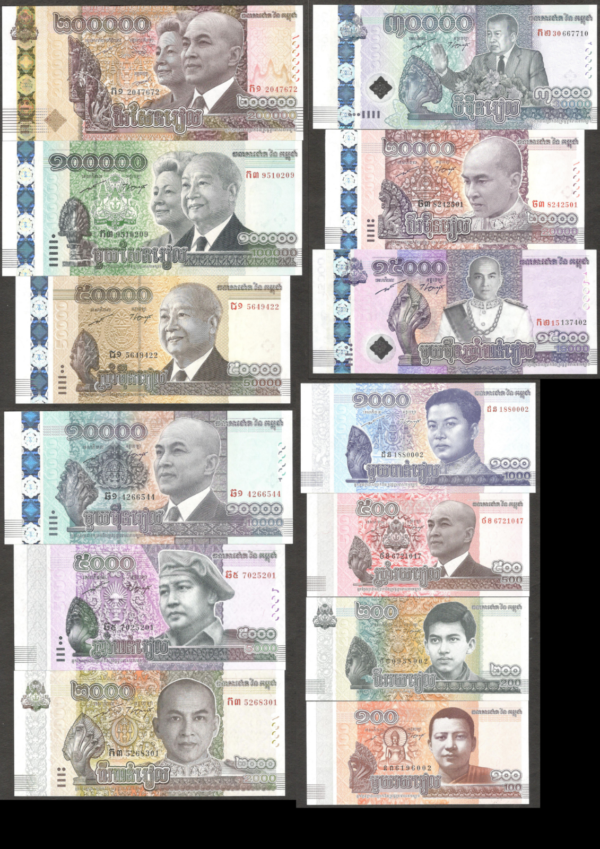 Full Set 13 Pcs Cambodia 100 to 200000 Riels P61 P62 P65-70 P72-74 2012-2024 UNC
