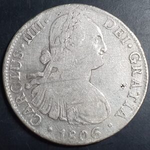 Mexico Spanish Colonial 8 Reales Carol Carolus III 1806 Mo TH Mexico City Mint