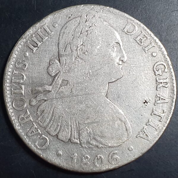 Mexico Spanish Colonial 8 Reales Carol Carolus III 1806 Mo TH Mexico City Mint