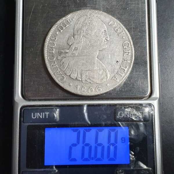 Mexico Spanish Colonial 8 Reales Carol Carolus III 1806 Mo TH Mexico City Mint - Image 4