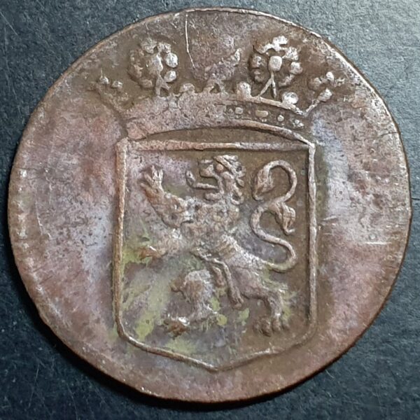 Netherlands East Indies VOC Holland Indonesia 1 One Duit 1752 Rosette Mintmark - Image 2