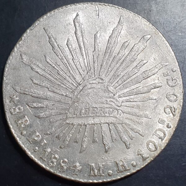 Mexico Second Republic 8 Reales 1884 Pi MH San Luis Potosi Mint aUNC Details